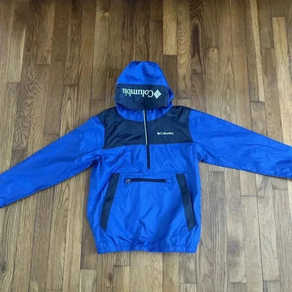 Columbia Anorak Packable Boys/ Girls Windbreaker Bleu Size M 10-12 - Picture 2 of 6